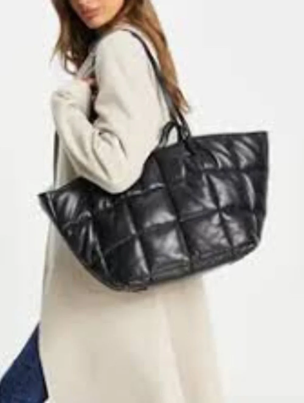 Allsaints Madeline Quilted Puffer Tote ,shoulder Bag - Black